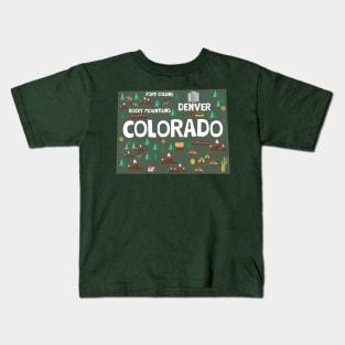 Colorado illustrated map Kids T-Shirt